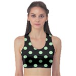 Polka Dots - Celadon Green on Black Women s Sports Bra