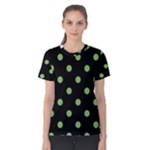 Polka Dots - Dollar Bill Green on Black Women s Cotton Tee