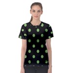 Polka Dots - Dollar Bill Green on Black Women s Sport Mesh Tee