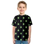 Polka Dots - Dollar Bill Green on Black Kid s Sport Mesh Tee