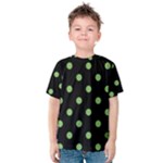 Polka Dots - Dollar Bill Green on Black Kid s Cotton Tee