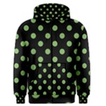 Polka Dots - Dollar Bill Green on Black Men s Zipper Hoodie