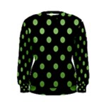 Polka Dots - Dollar Bill Green on Black Women s Sweatshirt