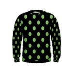 Polka Dots - Dollar Bill Green on Black Kid s Sweatshirt