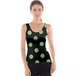 Polka Dots - Dollar Bill Green on Black Tank Top