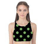 Polka Dots - Dollar Bill Green on Black Tank Bikini Top