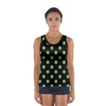 Polka Dots - Dollar Bill Green on Black Women s Sport Tank Top