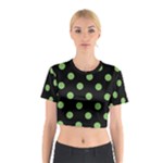 Polka Dots - Dollar Bill Green on Black Cotton Crop Top