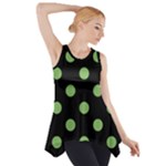 Polka Dots - Dollar Bill Green on Black Side Drop Tank Tunic