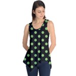 Polka Dots - Dollar Bill Green on Black Sleeveless Tunic