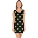 Polka Dots - Dollar Bill Green on Black Bodycon Dress