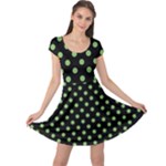 Polka Dots - Dollar Bill Green on Black Cap Sleeve Dress