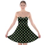 Polka Dots - Dollar Bill Green on Black Strapless Bra Top Dress