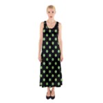 Polka Dots - Dollar Bill Green on Black Full Print Maxi Dress