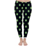 Polka Dots - Dollar Bill Green on Black Winter Leggings