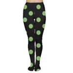 Polka Dots - Dollar Bill Green on Black Women s Tights