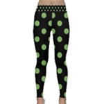 Polka Dots - Dollar Bill Green on Black Yoga Leggings