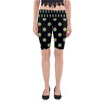 Polka Dots - Dollar Bill Green on Black Yoga Cropped Leggings