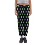 Polka Dots - Dollar Bill Green on Black Women s Jogger Sweatpants