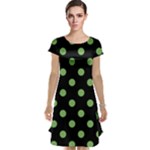 Polka Dots - Dollar Bill Green on Black Cap Sleeve Nightdress