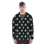 Polka Dots - Dollar Bill Green on Black Hooded Wind Breaker (Men)