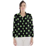 Polka Dots - Dollar Bill Green on Black Wind Breaker (Women)