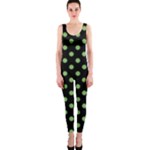 Polka Dots - Dollar Bill Green on Black OnePiece Catsuit