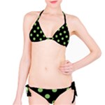 Polka Dots - Dollar Bill Green on Black Bikini Set