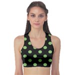 Polka Dots - Dollar Bill Green on Black Women s Sports Bra