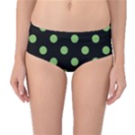 Polka Dots - Dollar Bill Green on Black Mid-Waist Bikini Bottoms