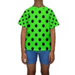 Polka Dots - Black on Neon Green Kid s Short Sleeve Swimwear