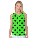 Polka Dots - Black on Neon Green Women s Basketball Tank Top