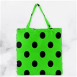 Polka Dots - Black on Neon Green Grocery Tote Bag