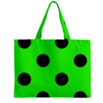 Polka Dots - Black on Neon Green Zipper Mini Tote Bag