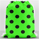 Polka Dots - Black on Neon Green Drawstring Bag (Large)