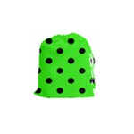 Polka Dots - Black on Neon Green Drawstring Pouch (S)