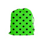 Polka Dots - Black on Neon Green Drawstring Pouch (L)