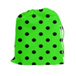 Polka Dots - Black on Neon Green Drawstring Pouch (XXl)