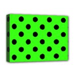 Polka Dots - Black on Neon Green Deluxe Canvas 16  x 12  (Stretched)