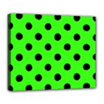 Polka Dots - Black on Neon Green Deluxe Canvas 24  x 20  (Stretched)