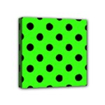 Polka Dots - Black on Neon Green Mini Canvas 4  x 4  (Stretched)