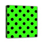 Polka Dots - Black on Neon Green Mini Canvas 6  x 6  (Stretched)