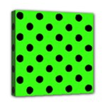 Polka Dots - Black on Neon Green Mini Canvas 8  x 8  (Stretched)