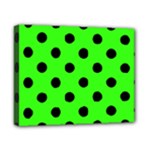 Polka Dots - Black on Neon Green Canvas 10  x 8  (Stretched)