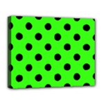 Polka Dots - Black on Neon Green Canvas 14  x 11  (Stretched)