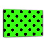 Polka Dots - Black on Neon Green Canvas 18  x 12  (Stretched)