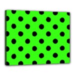 Polka Dots - Black on Neon Green Canvas 20  x 16  (Stretched)