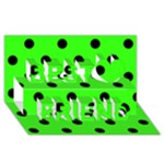 Polka Dots - Black on Neon Green Best Friends 3D Greeting Card (8x4)