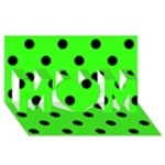 Polka Dots - Black on Neon Green MOM 3D Greeting Card (8x4)