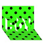 Polka Dots - Black on Neon Green BOY 3D Greeting Card (7x5)